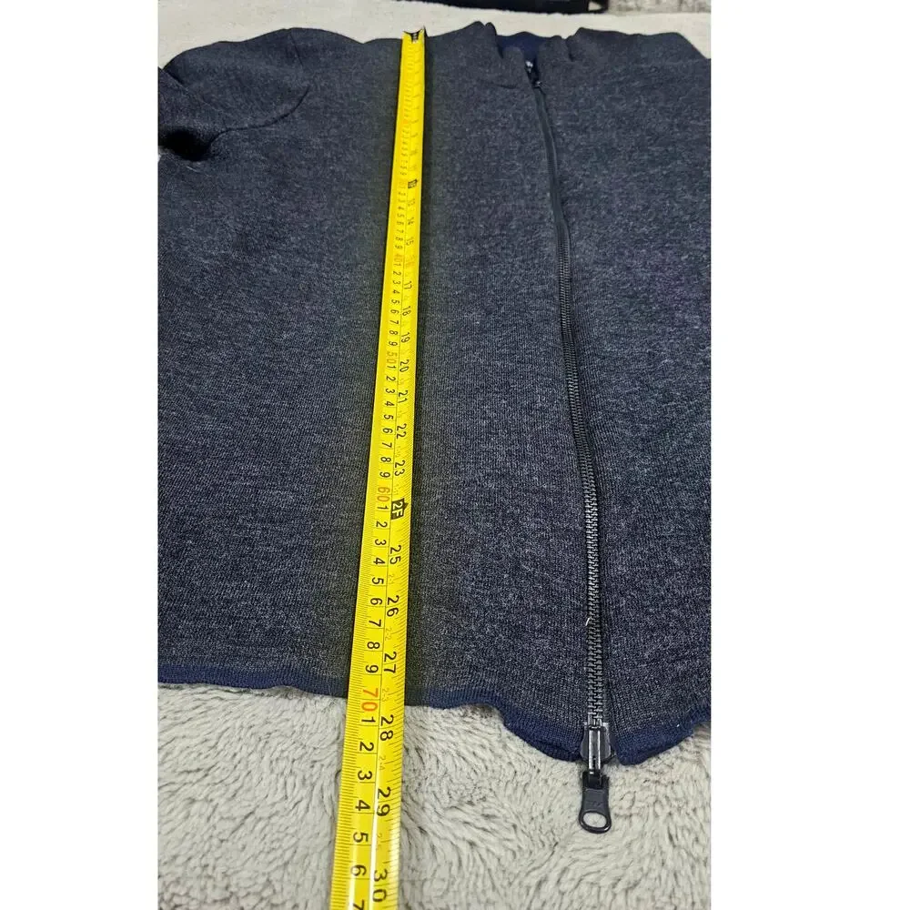 Benson 100% Wool Cardigan Sweater Navy Rib Knit Full Zip Preppy Sz XL - Picture 4 of 9